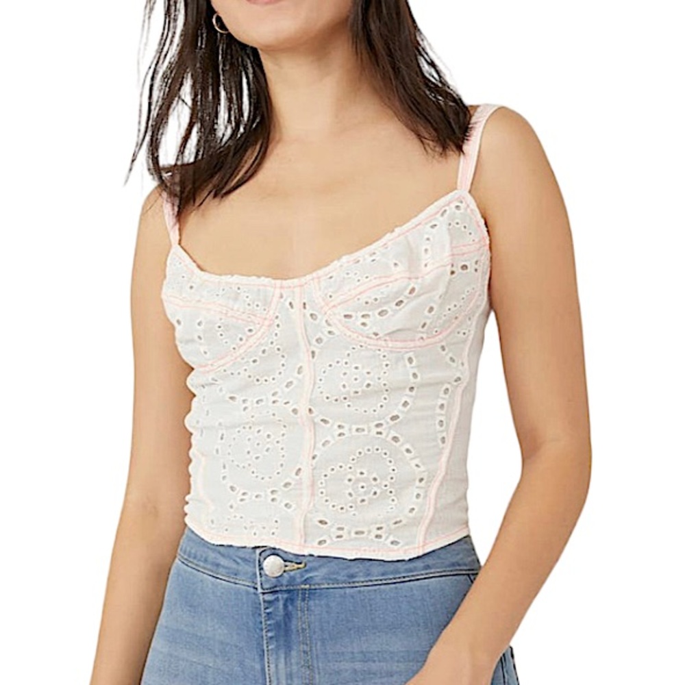 Free People Cotton Eyelet Corset Top